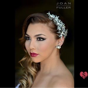 Dvnchi Bridal Snowflake Headpiece Matching Earring - Bridal Hair Accessory